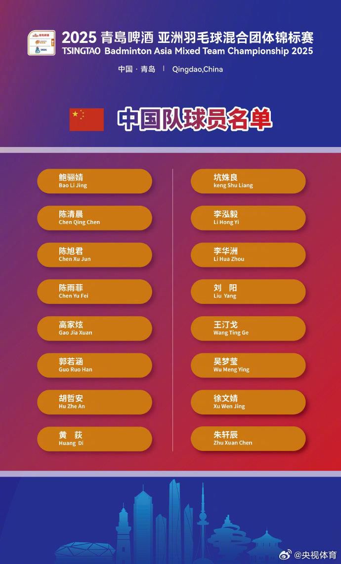 陈雨菲奥运后首秀 中国羽毛球队公布亚锦赛参赛